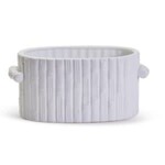 Faux Bamboo Oval Centerpiece / Cachepot, 15 X 6.75 X 7