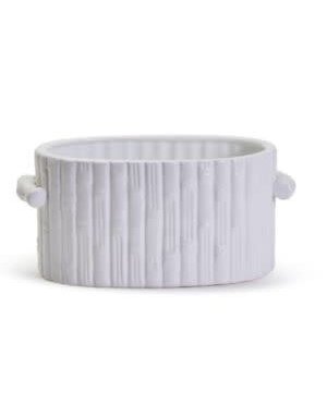 Faux Bamboo Oval Centerpiece / Cachepot, 15 X 6.75 X 7