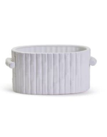 Faux Bamboo Oval Centerpiece / Cachepot, 15 X 6.75 X 7