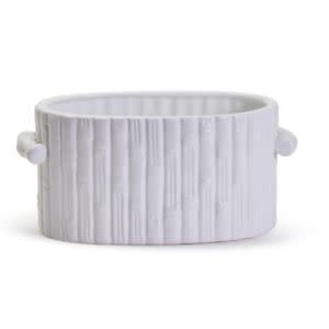 Faux Bamboo Oval Centerpiece / Cachepot, 15 X 6.75 X 7