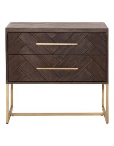 Mosaic 2-Drawer Nightstand, Rustic Java / Brushed Gold, 29.5 X 20 X 27, Furniture Available for Local Delivery or Pick Up