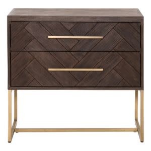 Mosaic 2-Drawer Nightstand, Rustic Java / Brushed Gold, 29.5 X 20 X 27, Furniture Available for Local Delivery or Pick Up