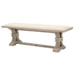 Devon Dining Bench, Stone Linen and Natural Gray Acacia, 63 X 15.5 X 18.5