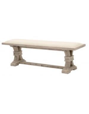 Devon Dining Bench, Stone Linen and Natural Gray Acacia, 63 X 15.5 X 18.5, Furniture Available for Local Delivery or Pick Up