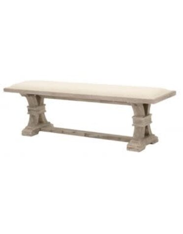 Devon Dining Bench, Stone Linen and Natural Gray Acacia, 63 X 15.5 X 18.5, Furniture Available for Local Delivery or Pick Up