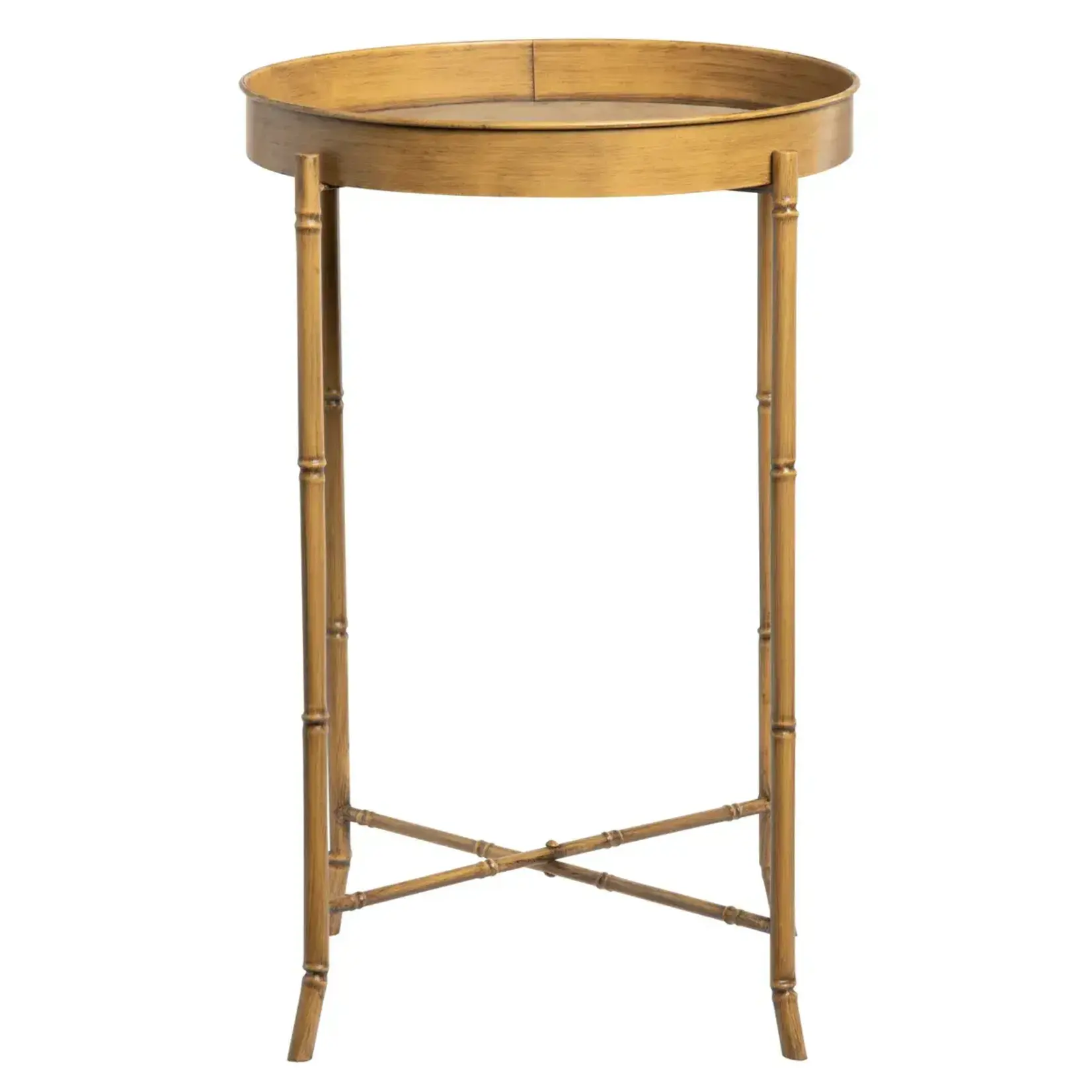 Faux Metal Bamboo Tea Table 16.5 x 24.4