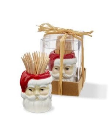Tag Vintage Ceramic Santa Toothpick Holder Set, Multicolored