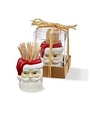 Tag Vintage Ceramic Santa Toothpick Holder Set, Multicolored