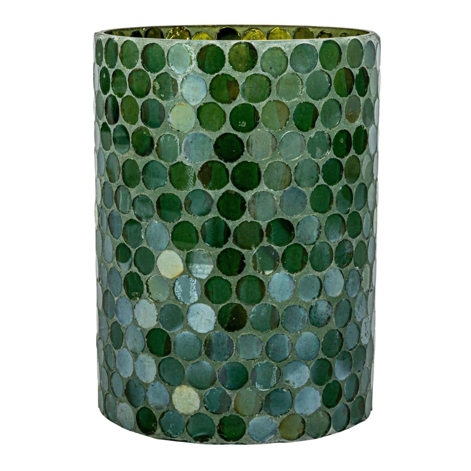 Recycled Glass Mosaic Votive Holder, 7"H