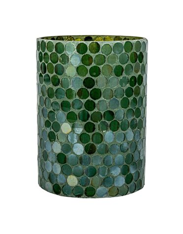 Recycled Glass Mosaic Votive Holder, 7"H