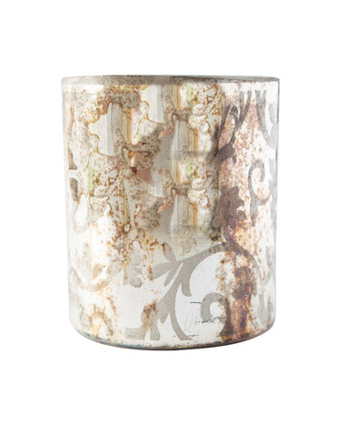 Etched Recycled Mercury Glass Tealight/Votive Holder, 3"