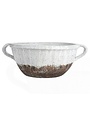 Terra-cotta Bowl with Handles, Distressed White,  available for in-store pickup