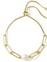 Splendid Iris Pearl Link Pulley Bracelet, Gold