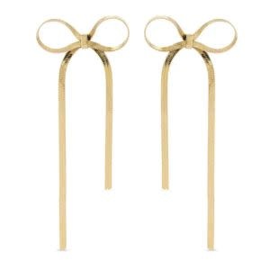 Splendid Iris Flowy Long Bow Earrings, Gold
