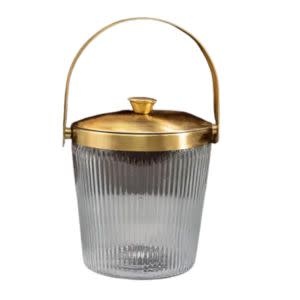 Elegant Glass & Gold Ice Bucket