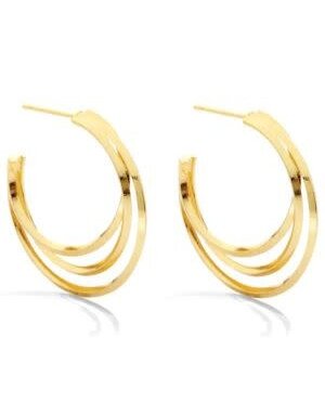 Splendid Iris Layered Triple Hoop, Gold