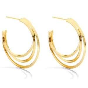 Splendid Iris Layered Triple Hoop, Gold