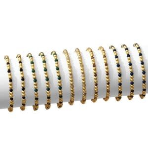Splendid Iris Bead & Crystal Stretch Bracelet, 4mm, Gold & Dark, Priced individually