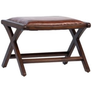 Gibbs Stool, Anitque Leather Brown, 25 X 19 X 17, Furniture Available for Delivery or Pick Up