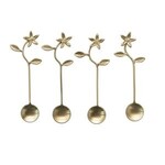 Brass Flower Spoon, Set of Four