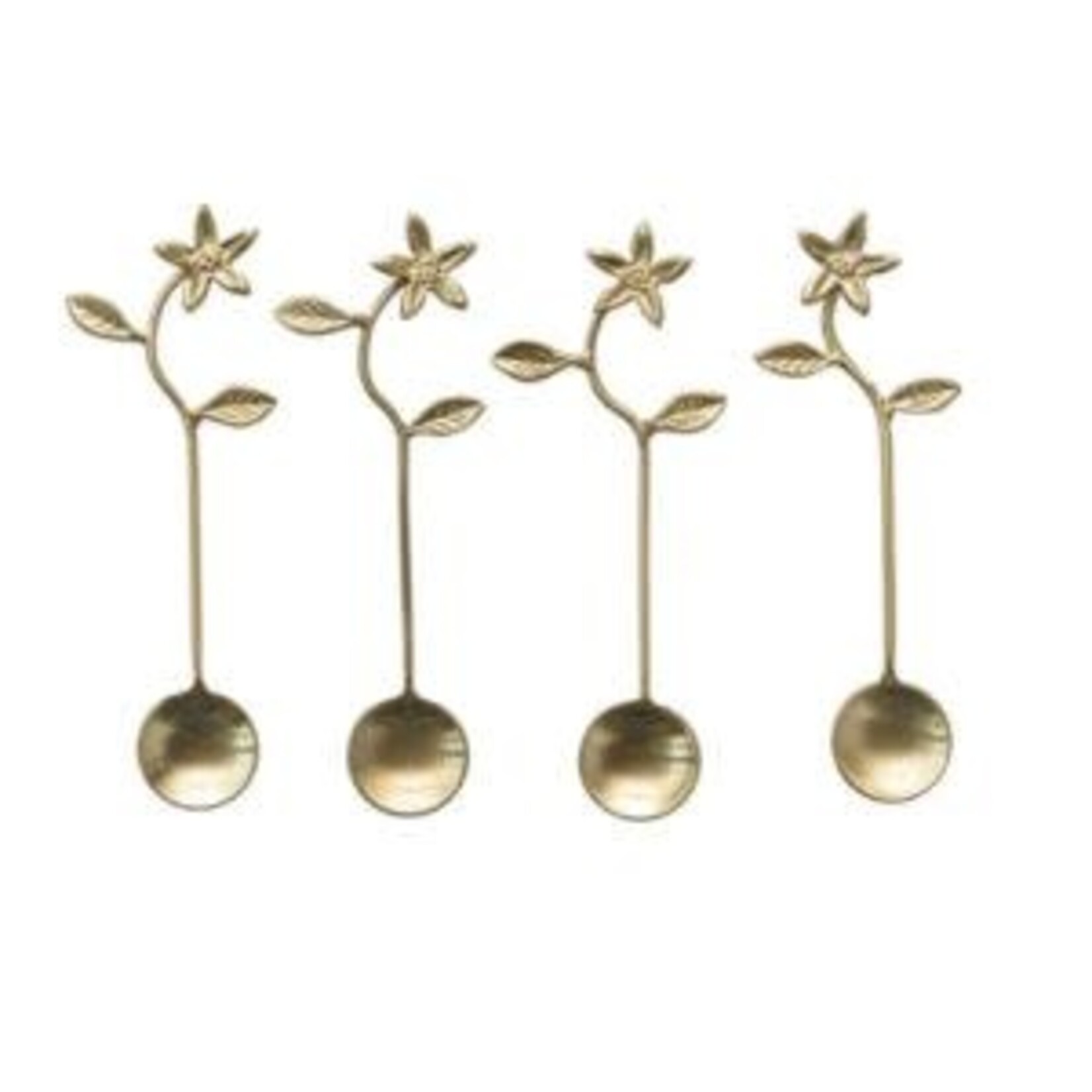 Brass Flower Spoon, Set of Four