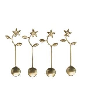 Brass Flower Spoon, Set of Four