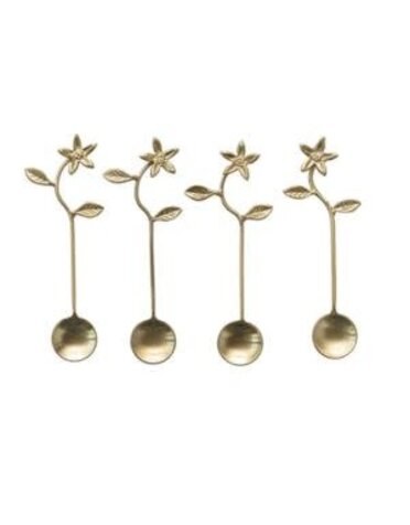 Brass Flower Spoon, Set of Four