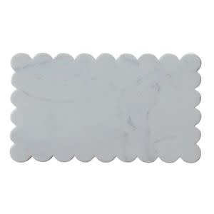 Marble Cheese Board w/ Scalloped Edge, White, 14 X 8 in.