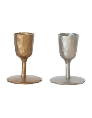 Cast Iron Taper Candle Holder, Assorted Gold or Silver, 2 X 2.5 in.