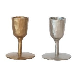 Cast Iron Taper Candle Holder, Assorted Gold or Silver, 2 X 2.5 in.