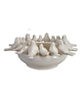 Stoneware Bowl/Planter w/ Birds on Rim, White, 15"