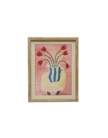 Wood Framed w/Textured Flowers in Vase, Multi Color, 13.75 X 17.75 in.