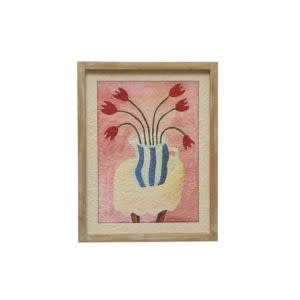 Wood Framed w/Textured Flowers in Vase, Multi Color, 13.75 X 17.75 in.