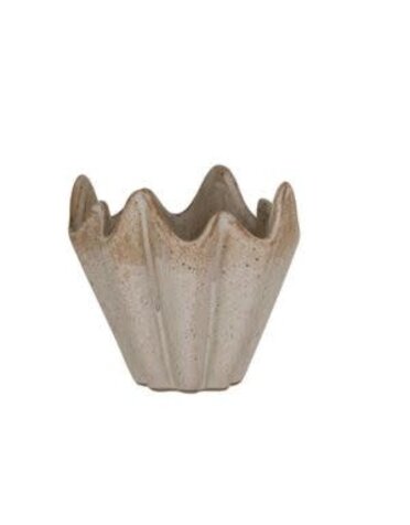 Stoneware Pleated, Speckled Cream, 3.75 X 3.5 in.