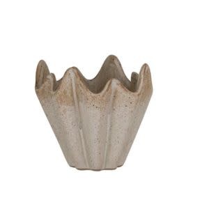 Stoneware Pleated Planter, Speckled Cream, 3.75 X 3.5 in.