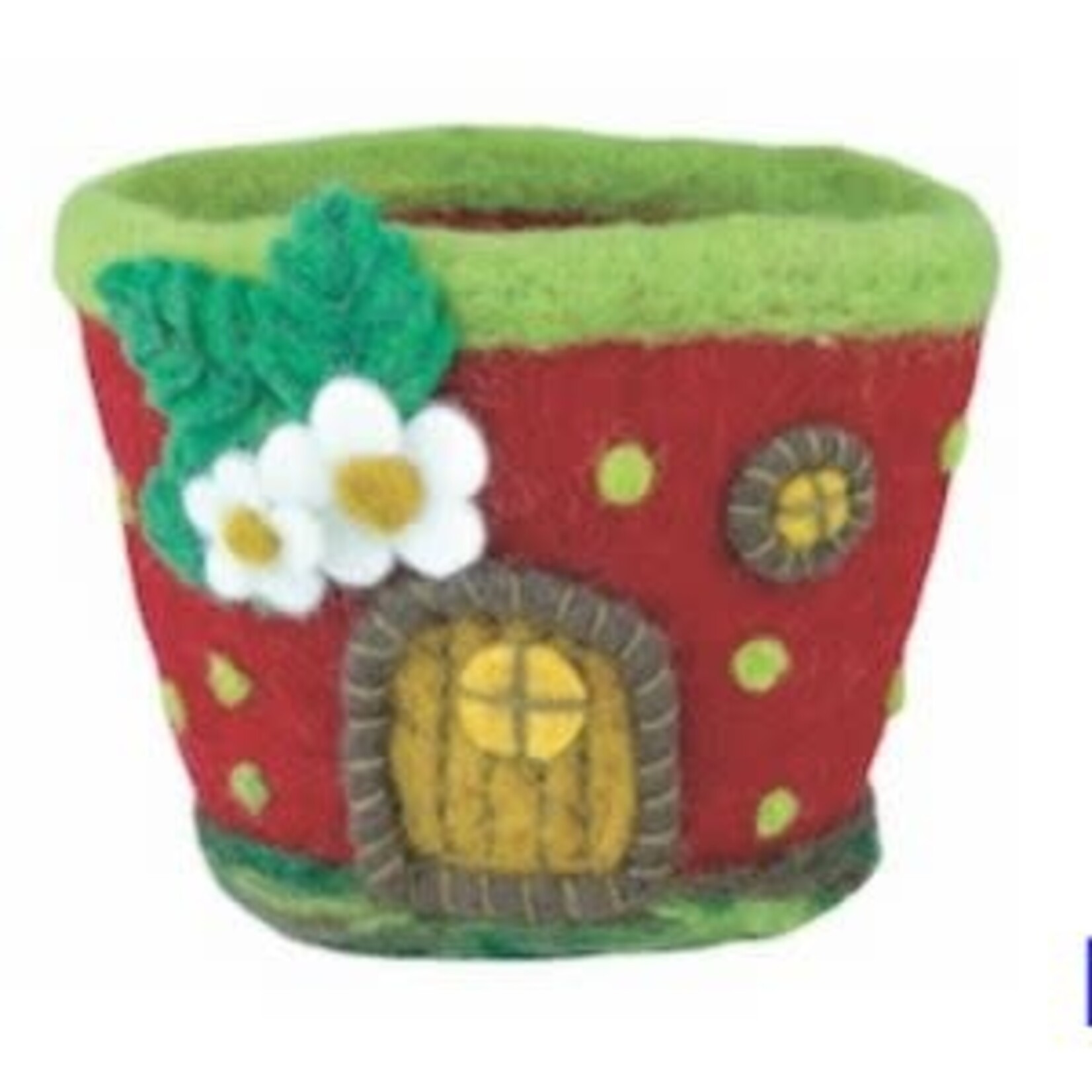 dZi Handmade Felt Pot: Strawberry Cottage