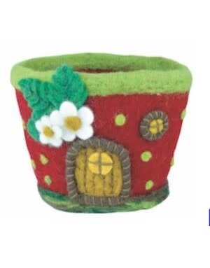 dZi Handmade Felt Pot: Strawberry Cottage