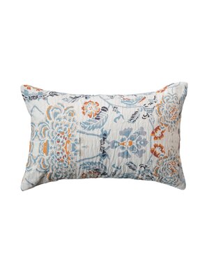 Cotton Voile Printed Lumbar Pillow, 14"x 9"
