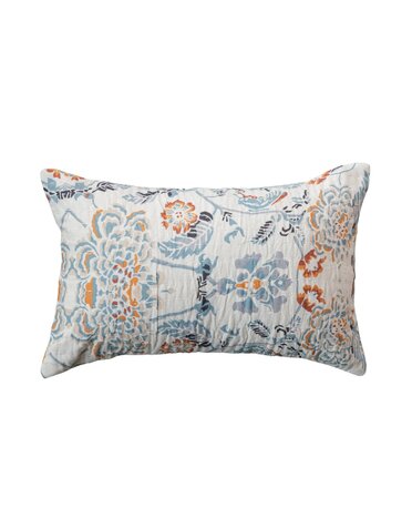 Cotton Voile Printed Lumbar Pillow, 14"x 9"