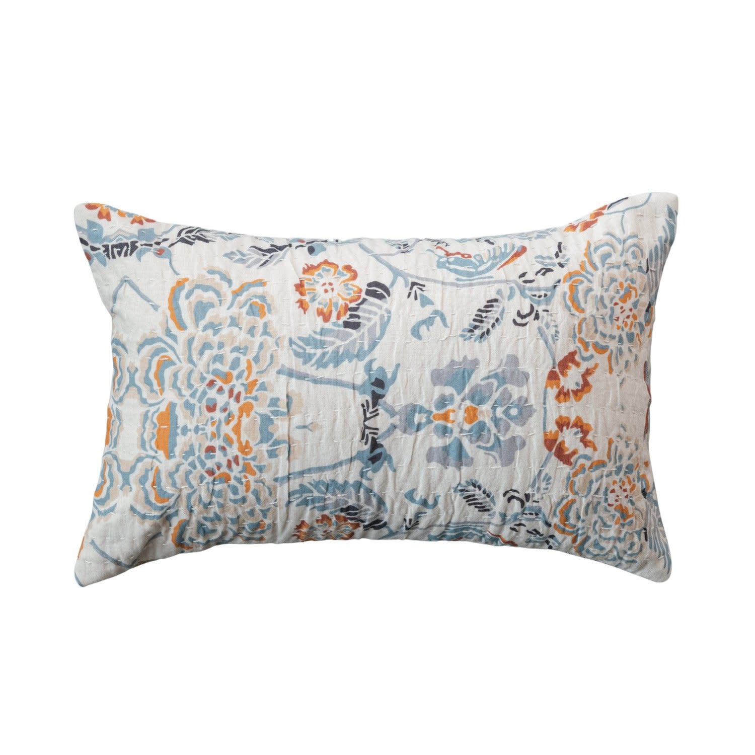 Cotton Voile Printed Lumbar Pillow, 14"x 9"