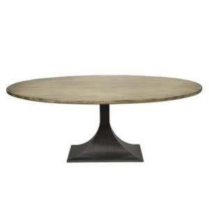 Ida/Makenzie Oval Dining Table, Antique Natural and Iron Base,  78 in., Furniture Available for Local Delivery or Pick Up
