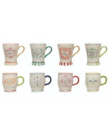 Hazel Mazel Hand-Painted Stoneware Mug, Assorted Designs and Sayings, 4.75 in.