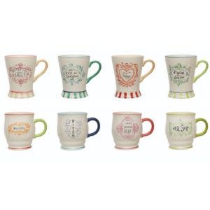 Hazel Mazel Hand-Painted Stoneware Mug, Assorted Designs and Sayings, 4.75 in.