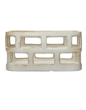 Stoneware Basket, Speckled Cream, 10 X 5.5 X 5
