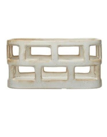 Stoneware Basket, Speckled Cream, 10 X 5.5 X 5