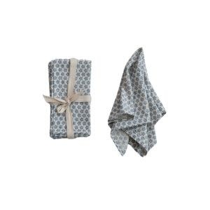 Cotton & Linen Napkins w/ Block Print Pattern, Set of 4, 18 in.