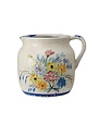 Decorative Terra-cotta Pitcher w/ Flowers & Handle, Multi-Colored, 8.5 in.