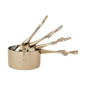 Measuring Cups w/ Leaf & Flower Handles, Gold Finish