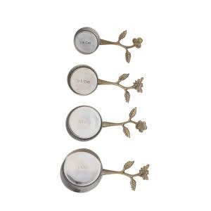 Measuring Cups w/ Leaf & Flower Handles, Gold Finish