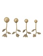 Measuring Spoons with Leaf & Flower Handles, Gold Finish. 5.25 in.